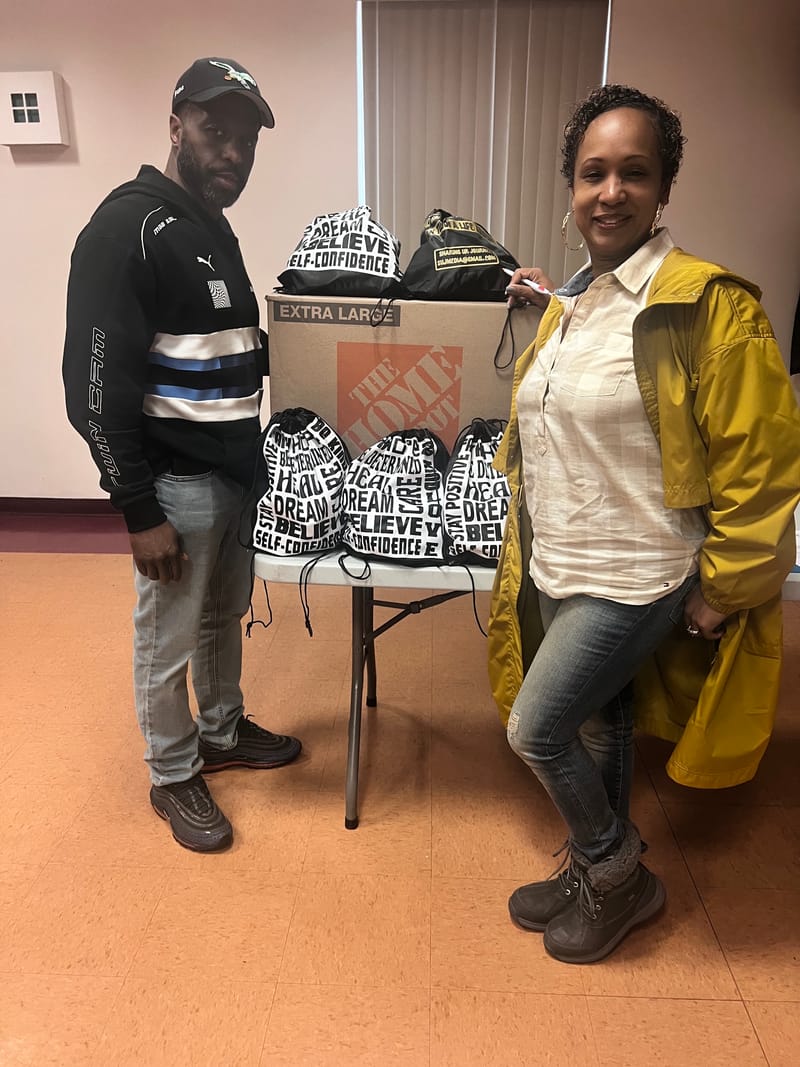 Delivering donations to our friends at The Mount Olive Baptist Church.