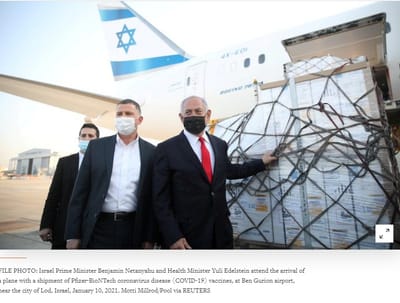 21.  Israel pausa su programa de vacunación para segunda dosis.