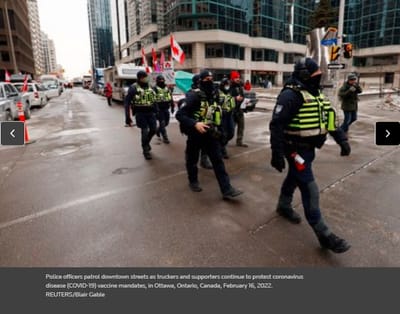 Policía de Canadá advierte a los transportistas manifestándose, retirarse. EL gobierno culpa extremistas