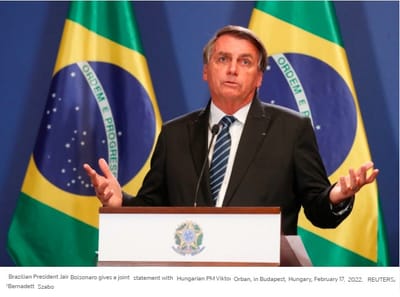 Bolsonaro menciona que la guerra Ucrania - Rusia no es de interés de nadie