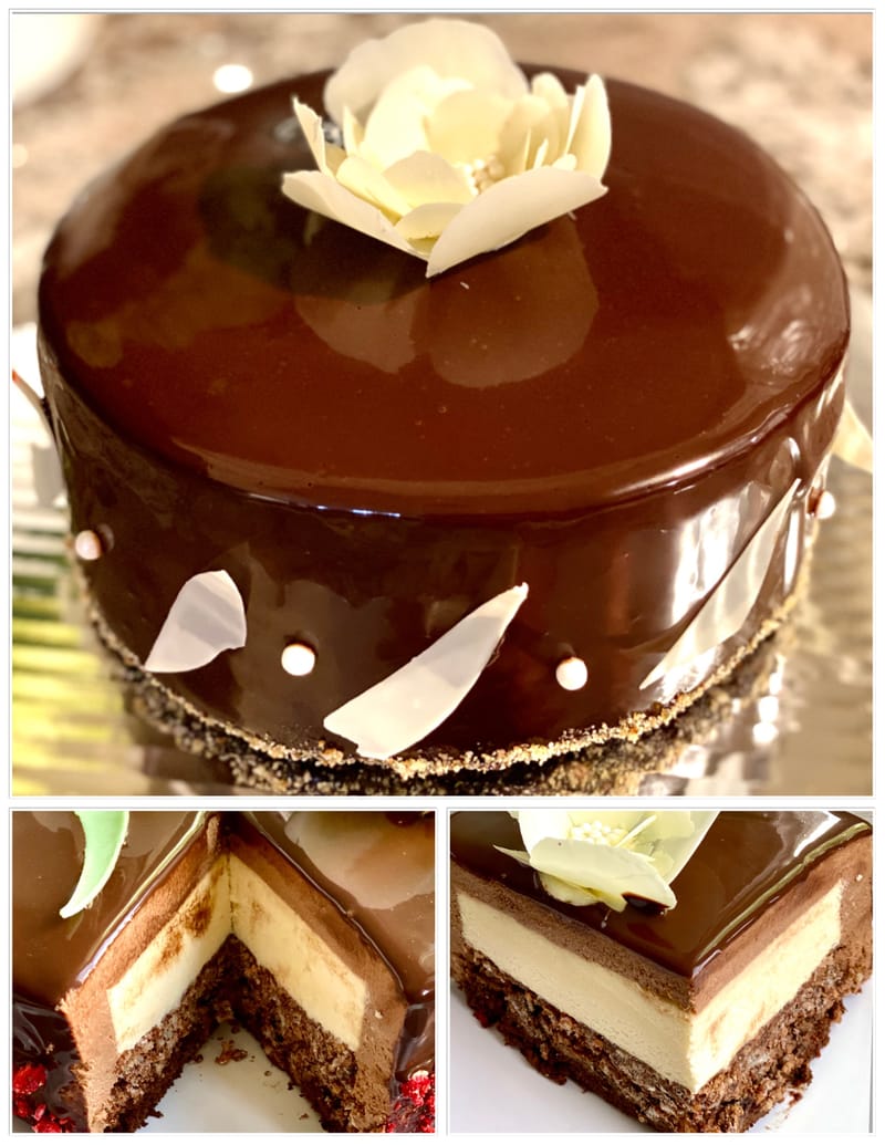 CHOCOLATE & PRALINE MOUSSE CAKE