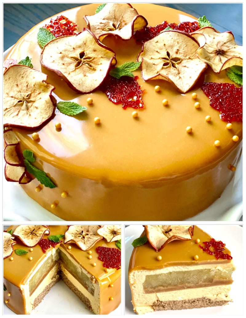 CARAMEL & APPLE ALMOND MOUSSE CAKE