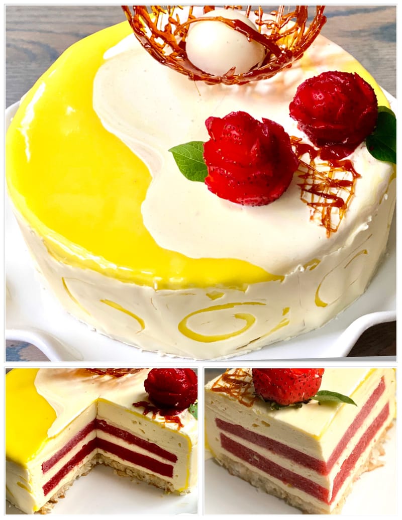 LEMON & STRAWBERRY COCONUT MOUSSE CAKE