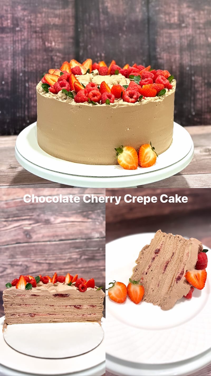 Chocolate Cherry Crepe Cake