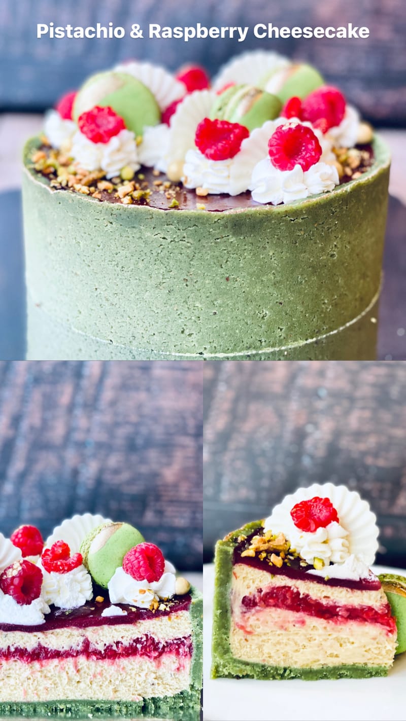 Pistachio & Raspberry Cheesecake