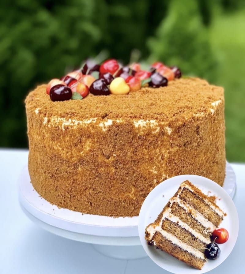 Honey Cake with Prune Butter & Caramel