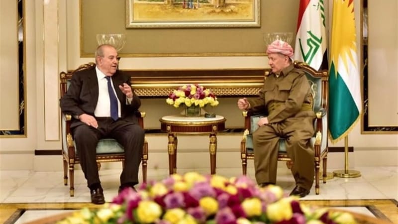 علاوي وبارزاني يؤكدان على ايجاد حلول للملفات العالقة بين بغداد واربيل
