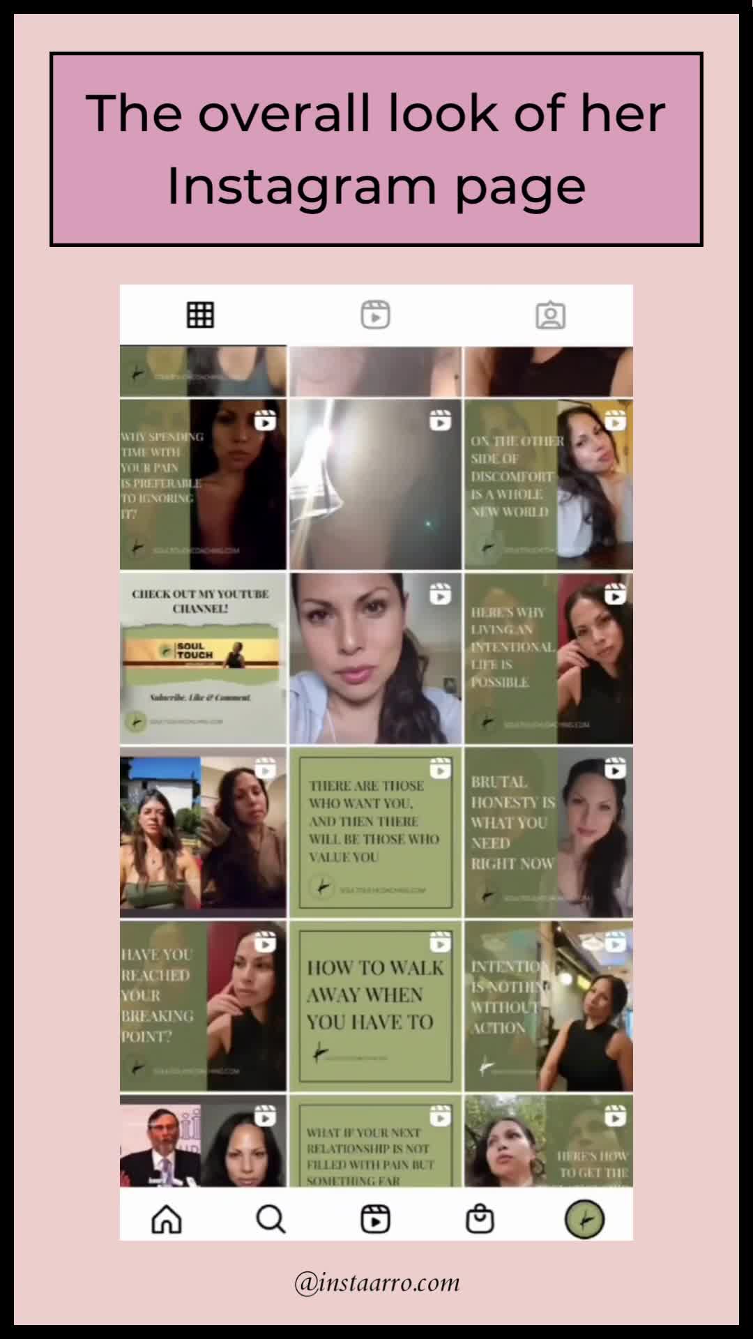 The overall look of her Instagram page