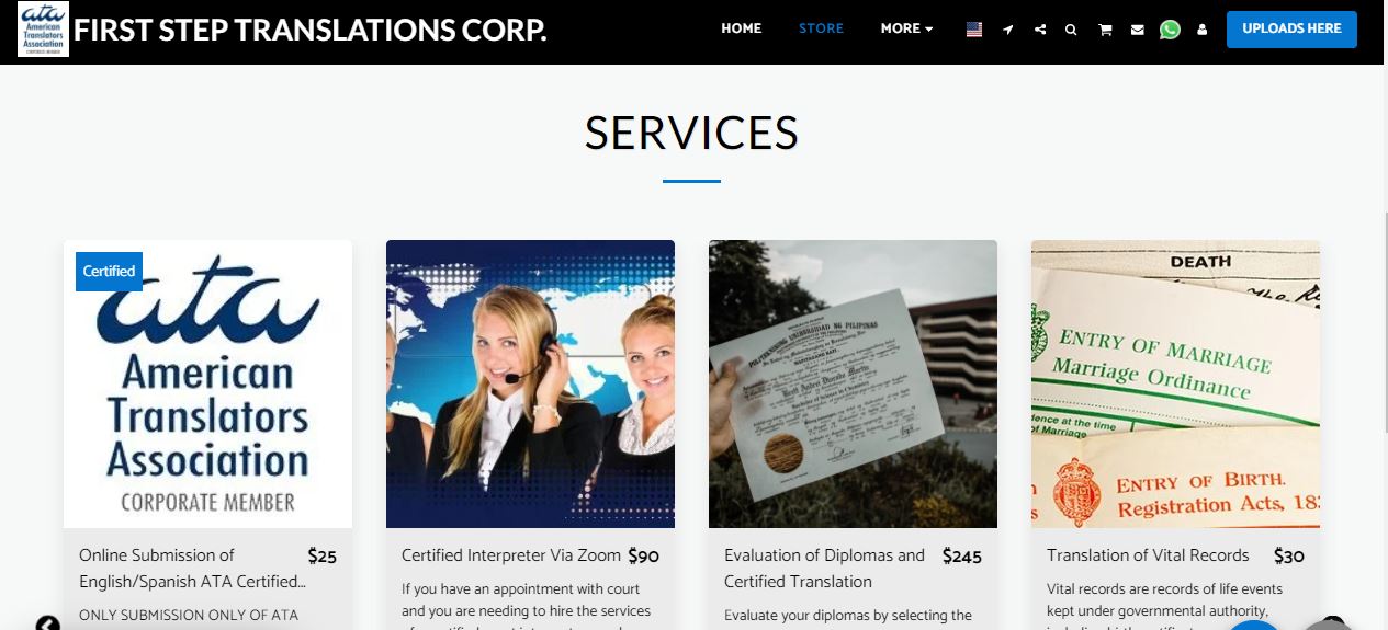 FIRST STEP TRANSLATIONS CORP. DESIGN 2