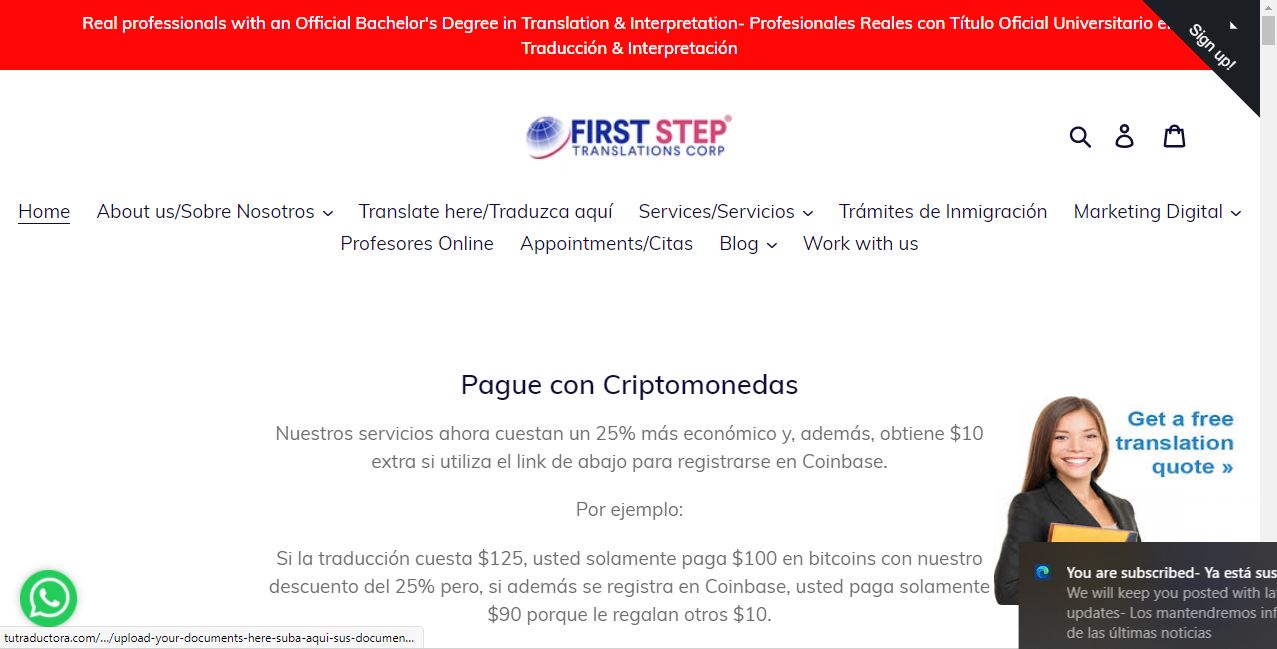 FIRST STEP TRANSLATIONS CORP. DESIGN 3