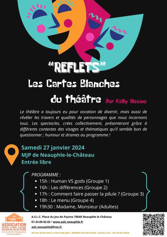 Samedi 27 janvier à partir de 15h : Cartes blanches du théâtre "Reflets"