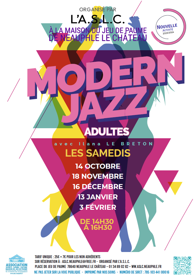 Samedi 3 février 14h30-16h30 : stage modern jazz adultes