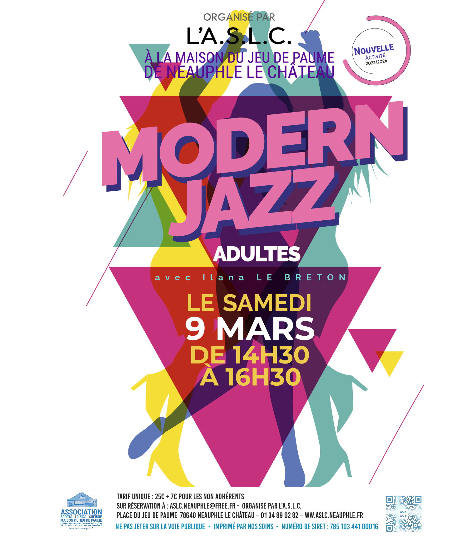 Samedi 9 mars 14h30-16h30 : stage modern jazz adultes : le dernier de la saison !