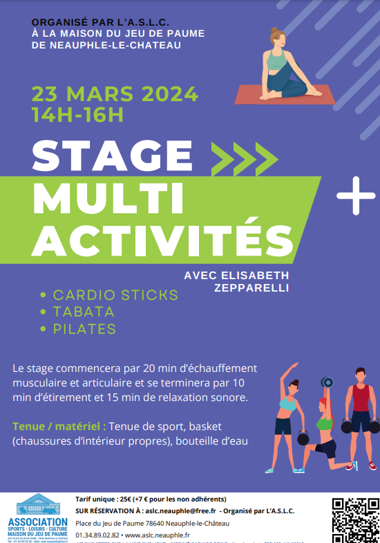 Samedi 23 mars 14h-16h : stage sportif