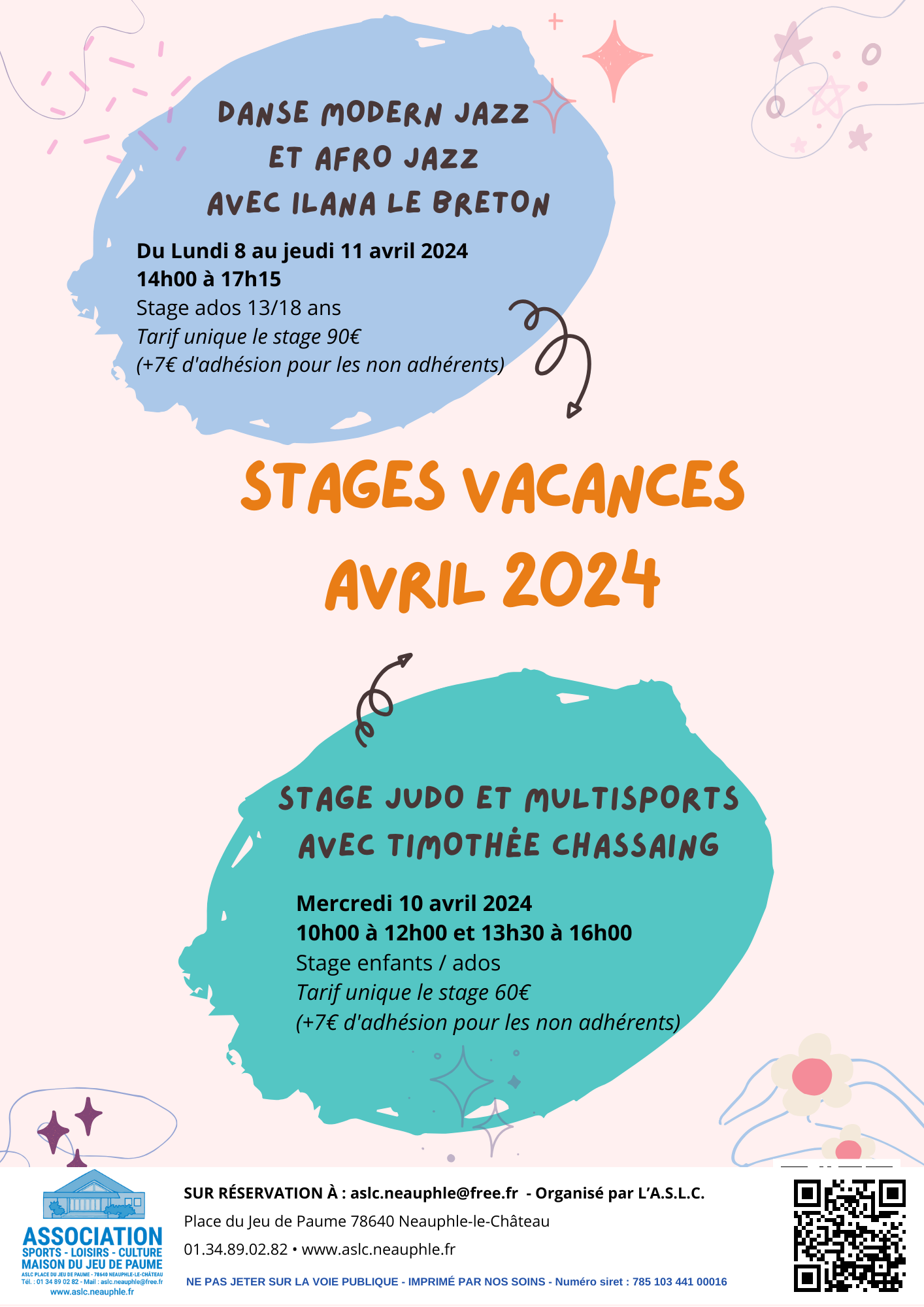 Du 8 au 11 avril : Stages congés d'avril