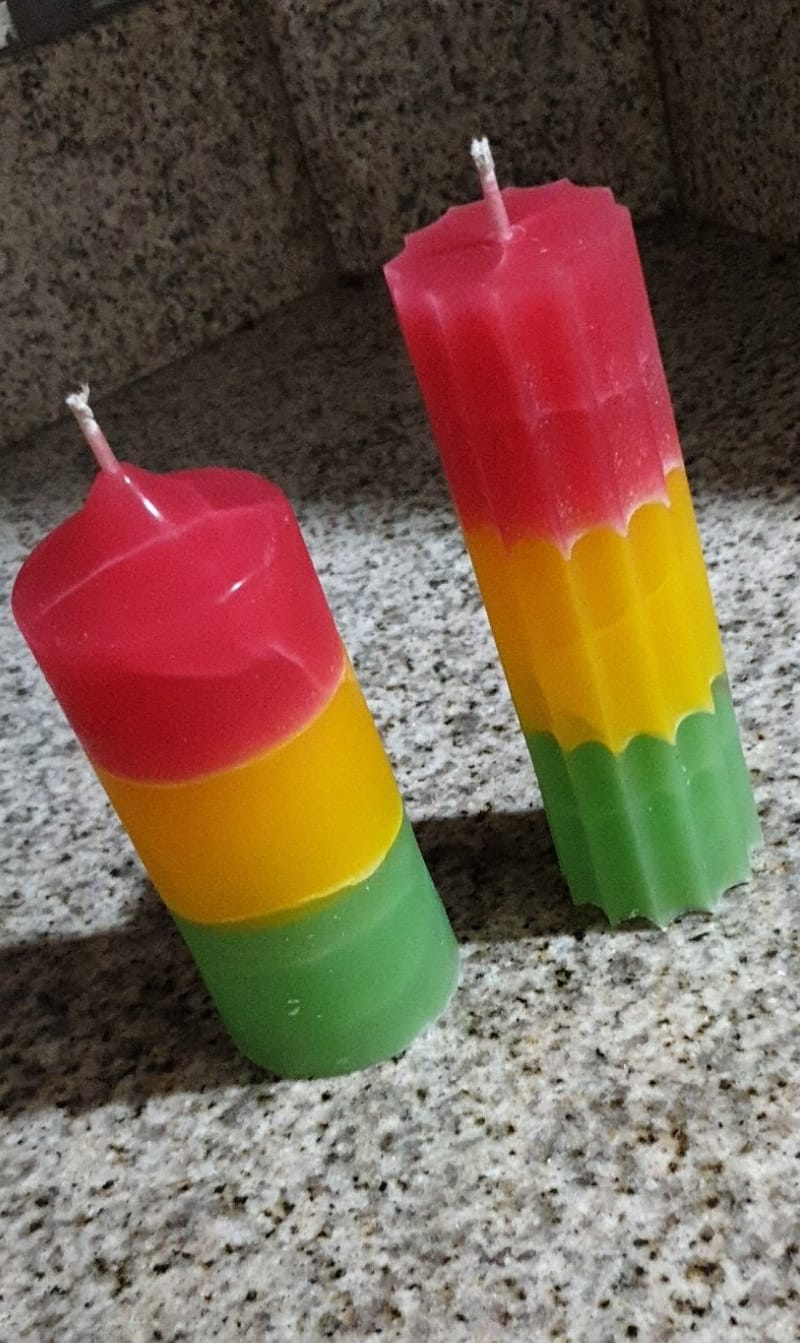 Layered pillar candles