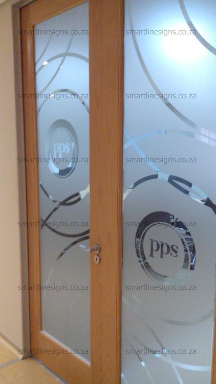 Frosted design on door