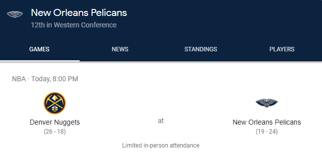 NEW ORLEANS PELİCANS VS DENVER NUGGETS