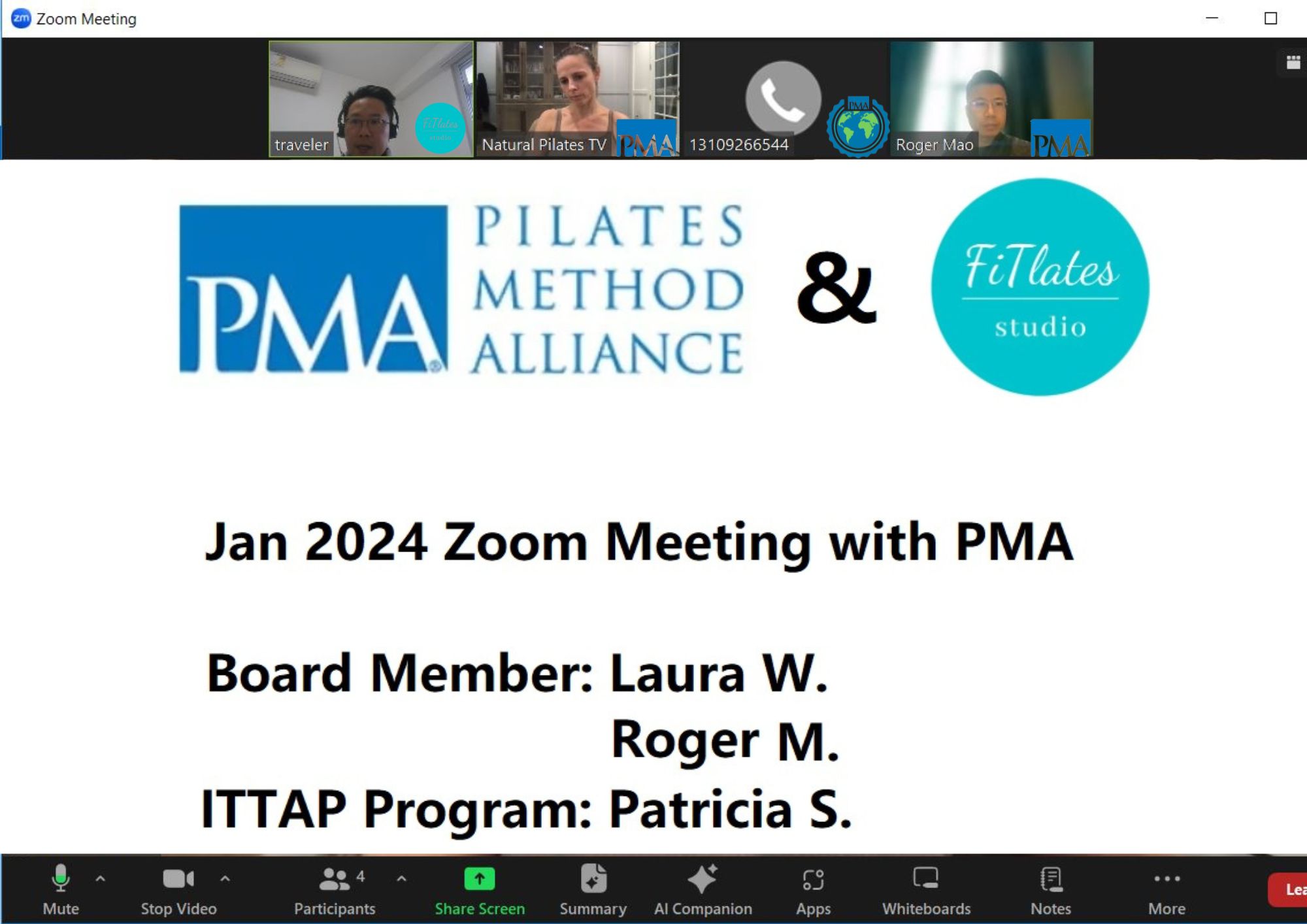 Monthly Zoom Call with PMA