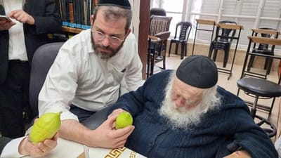 "אשיינע אתרוגים": רב הקהילה מפריז הביא אתרוגים לרשכבה"ג מרן שר התורה שליט"א