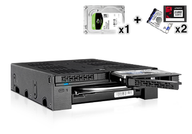 ExpressCage MB322SP-B  2 x 2.5" SATA/SAS SSD/HDD & 1 x 3.5" Slot Enclosure
