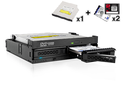 ExpressCage MB732SPO-B  2 x 2.5" SATA/SAS SSD/HDD & 1 x Slim ODD Enclosure