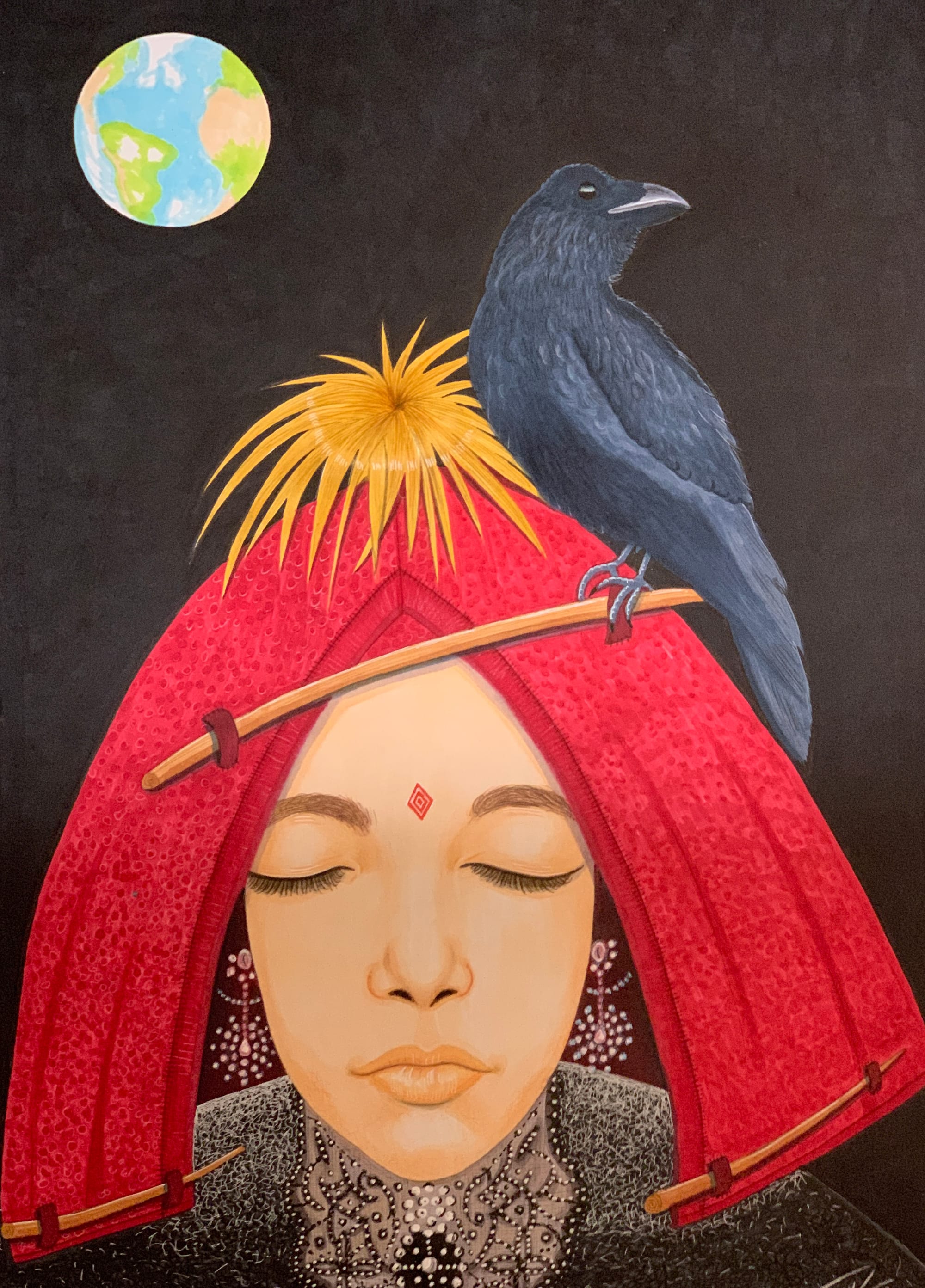 "Girl With Raven"