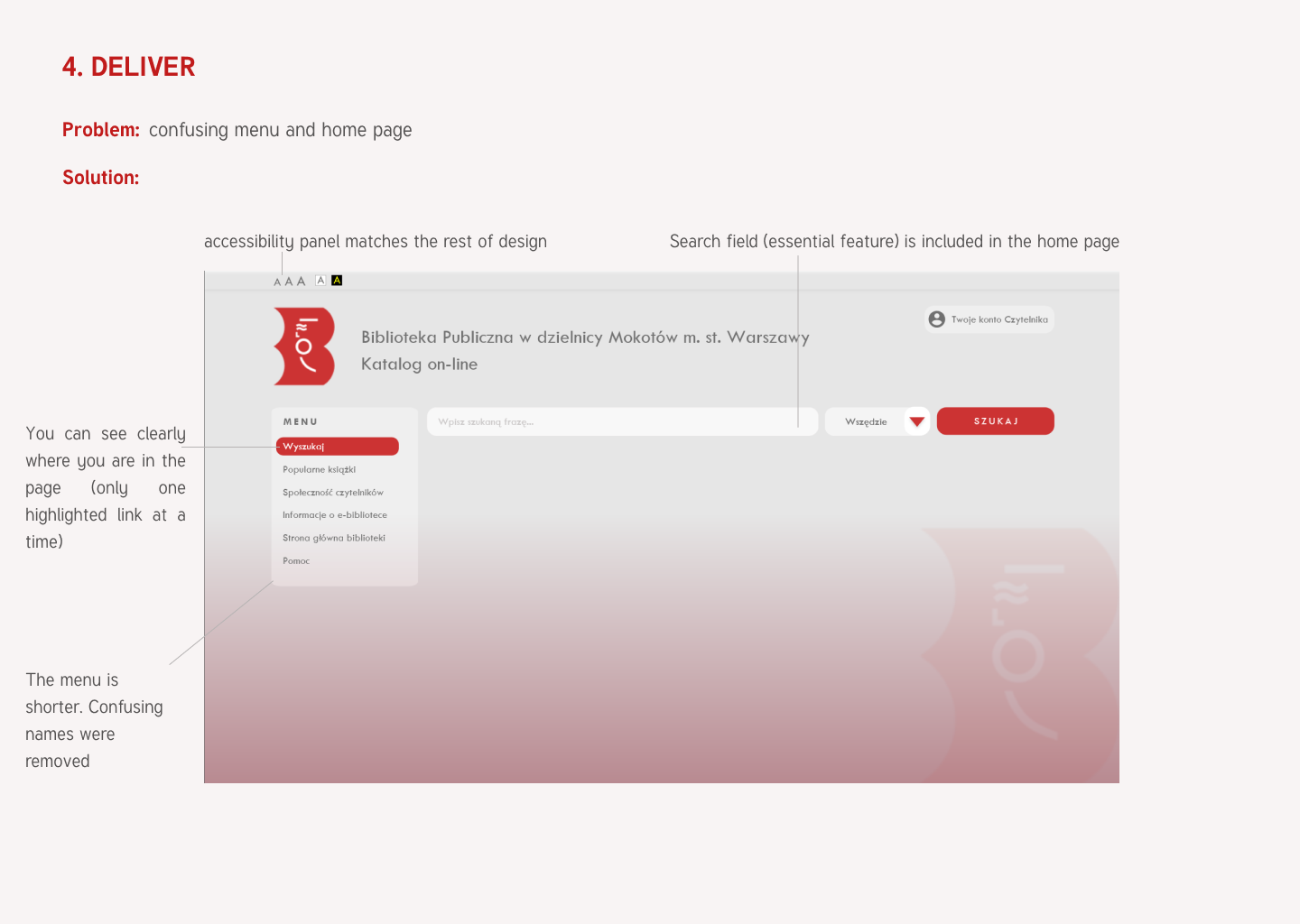 Mokotów Library on-line catalogue - redesign project