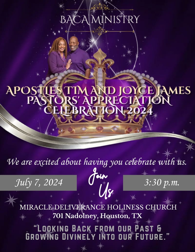RSVP FOR APOSTLES TIM AND JOYCE JAMES' PASTORS APPRECIATION 2024