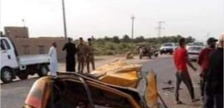 بالصور .. حادث سير مروع يودي بحياة 5 اشخاص في ذي قار