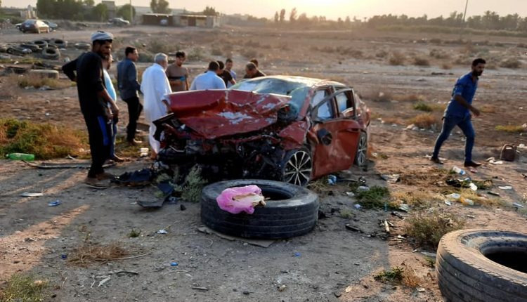 مصرع واصابة 4 بينهم اثنين من الحشد الشعبي في حادث سير مروع بديالى