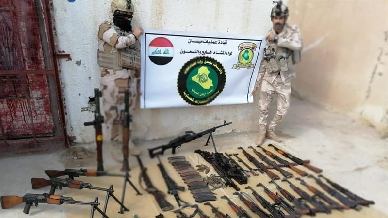 اعتقال أربعة مطلوبين ومصادرة اسلحة واعتدة غير المرخصة في ميسان