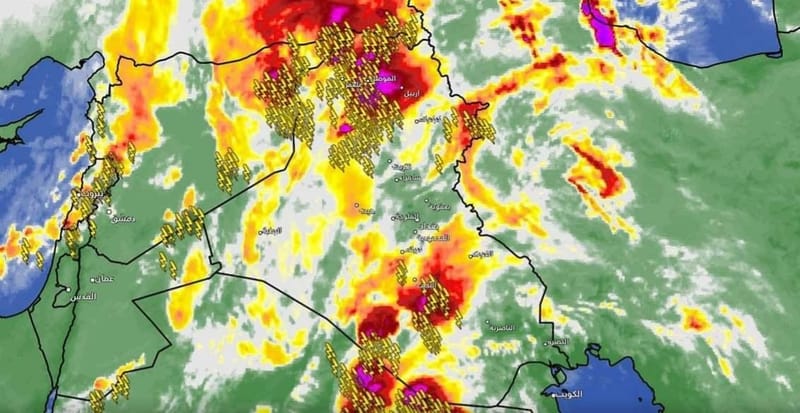 أمطار غزيرة وتقلبات جوية في حالة نادرة بالعراق