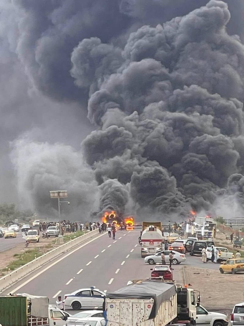 مصرع وإصابة 4 أشخاص إثر انفجار صهريج وقود في بابل