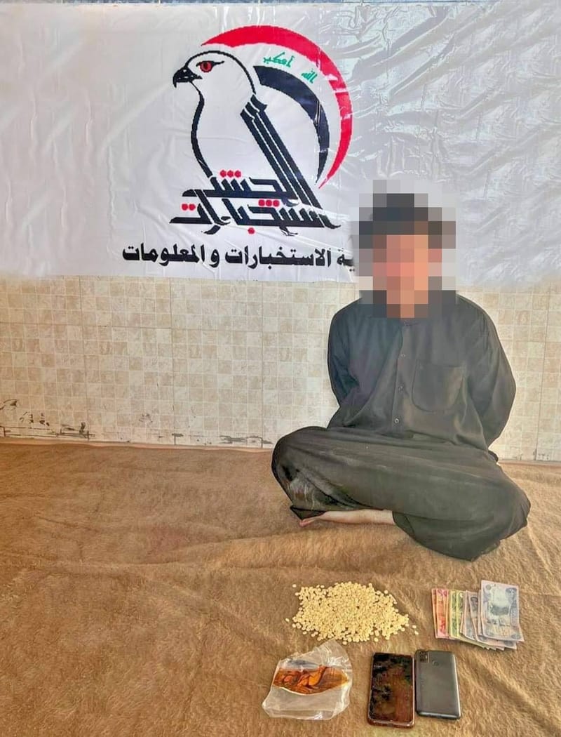 استخبارات الحشد تعتقل تاجر مخدرات بحوزته 800 حبة مخدرة في النجف