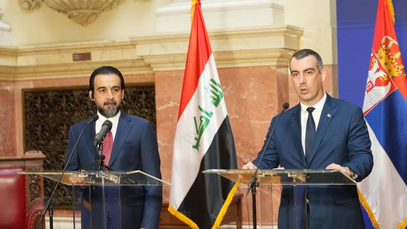 محمد الحلبوسي ونظيره الصربي فلاديمير اورليج، يبحثان في تعزيز التعاون البرلماني الثنائي.