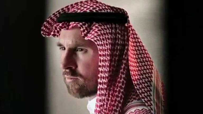ميسي يظهر بالشماغ والثوب ويخطف الأنظار