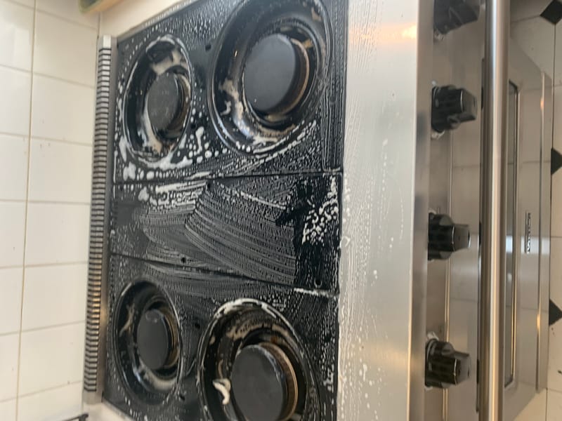 Stove cleaning before and after