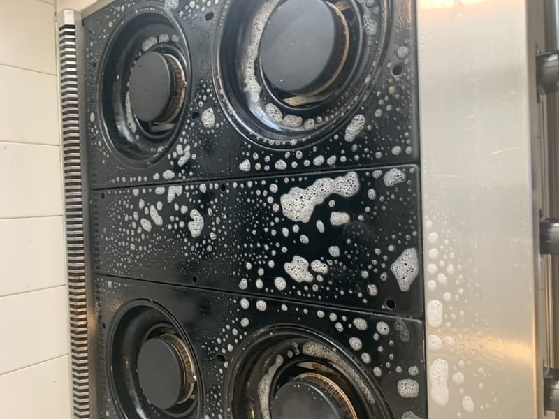 Stove cleaning before and after