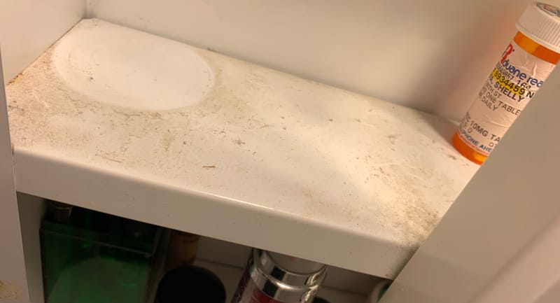 Medicine cabinet cleaning before and after
