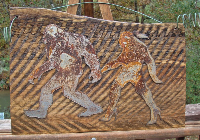 Heat Treated Metal, Live Edge Barnwood Cryptid Designs