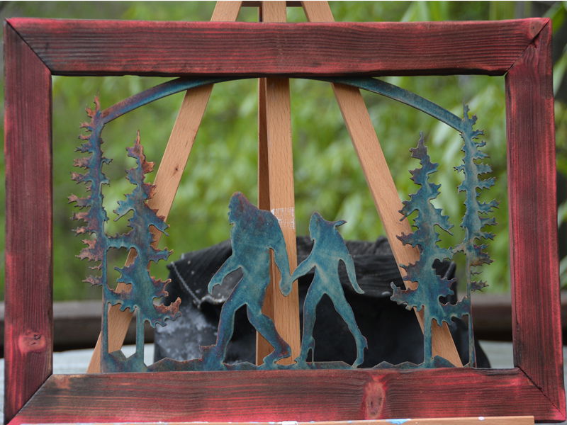 Heat Treated Metal, Live Edge Barnwood Cryptid Designs