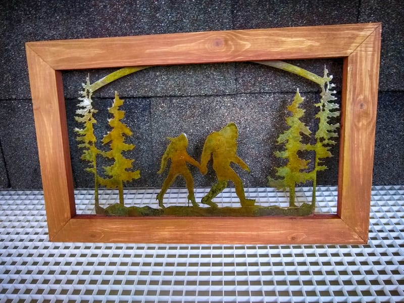 Heat Treated Metal, Live Edge Barnwood Cryptid Designs