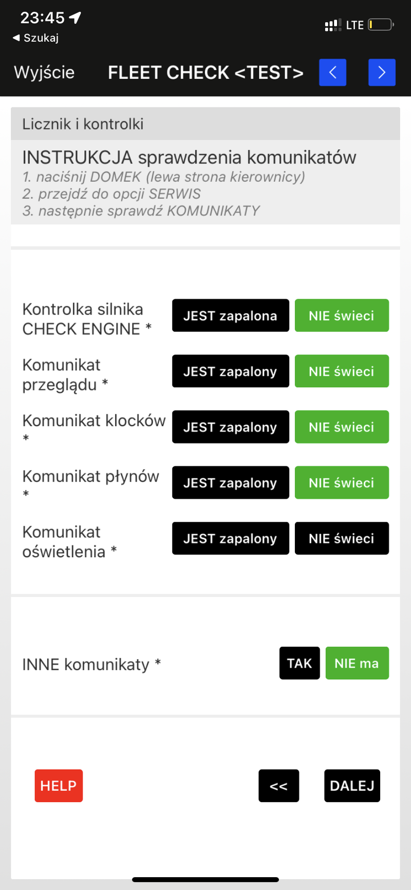 Aplikacja do kontroli stanu floty w terenie