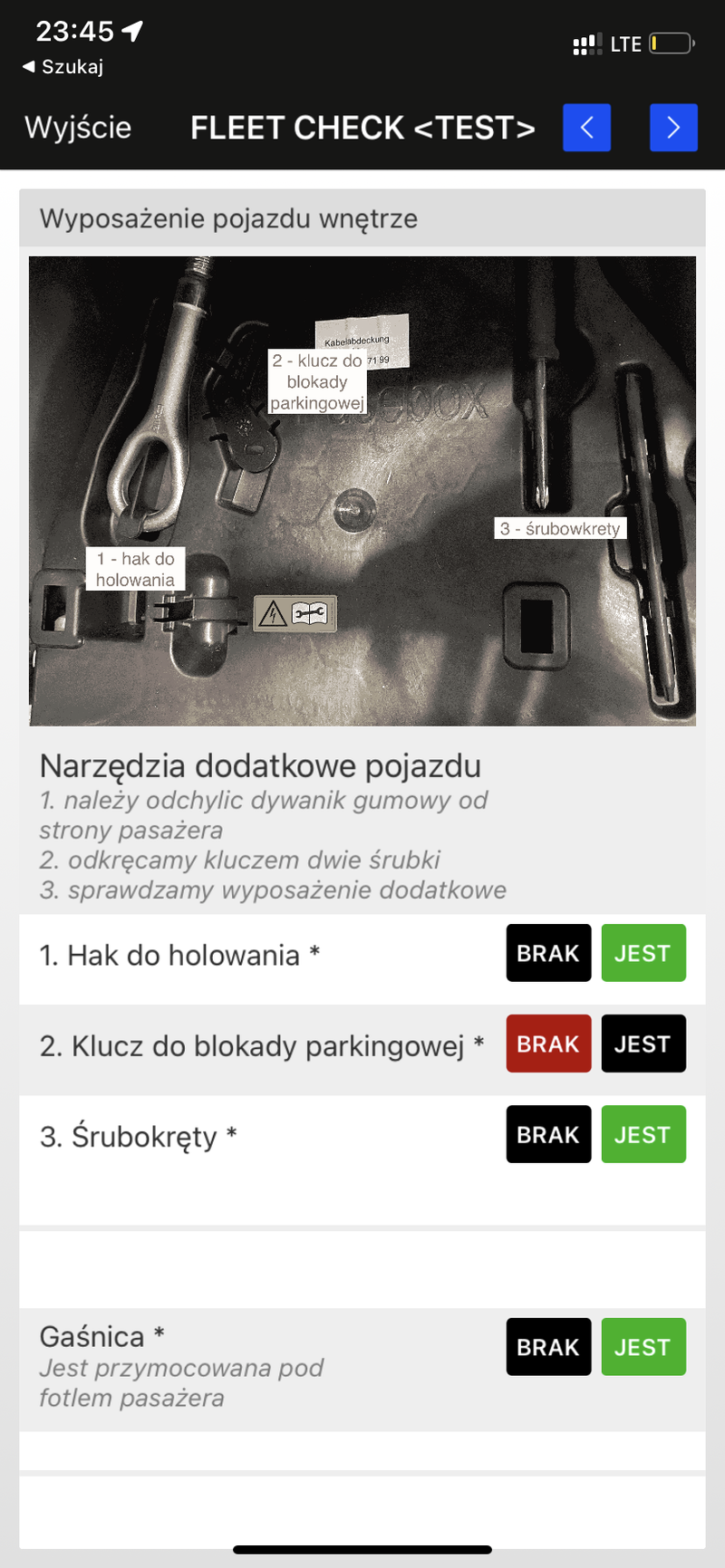 Aplikacja do kontroli stanu floty w terenie