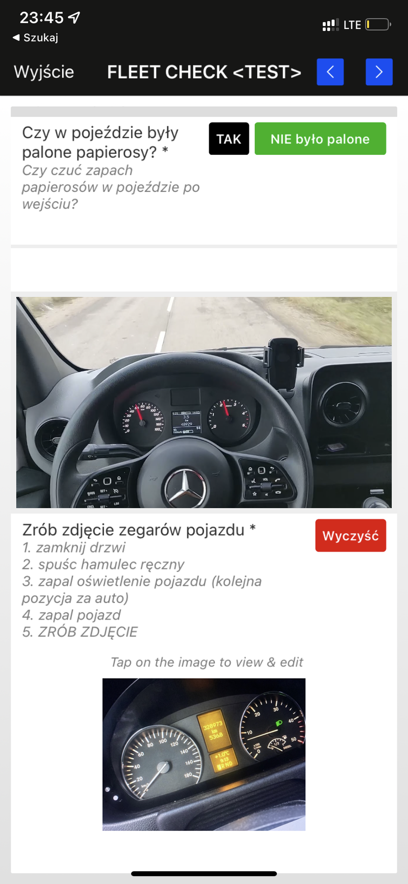 Aplikacja do kontroli stanu floty w terenie