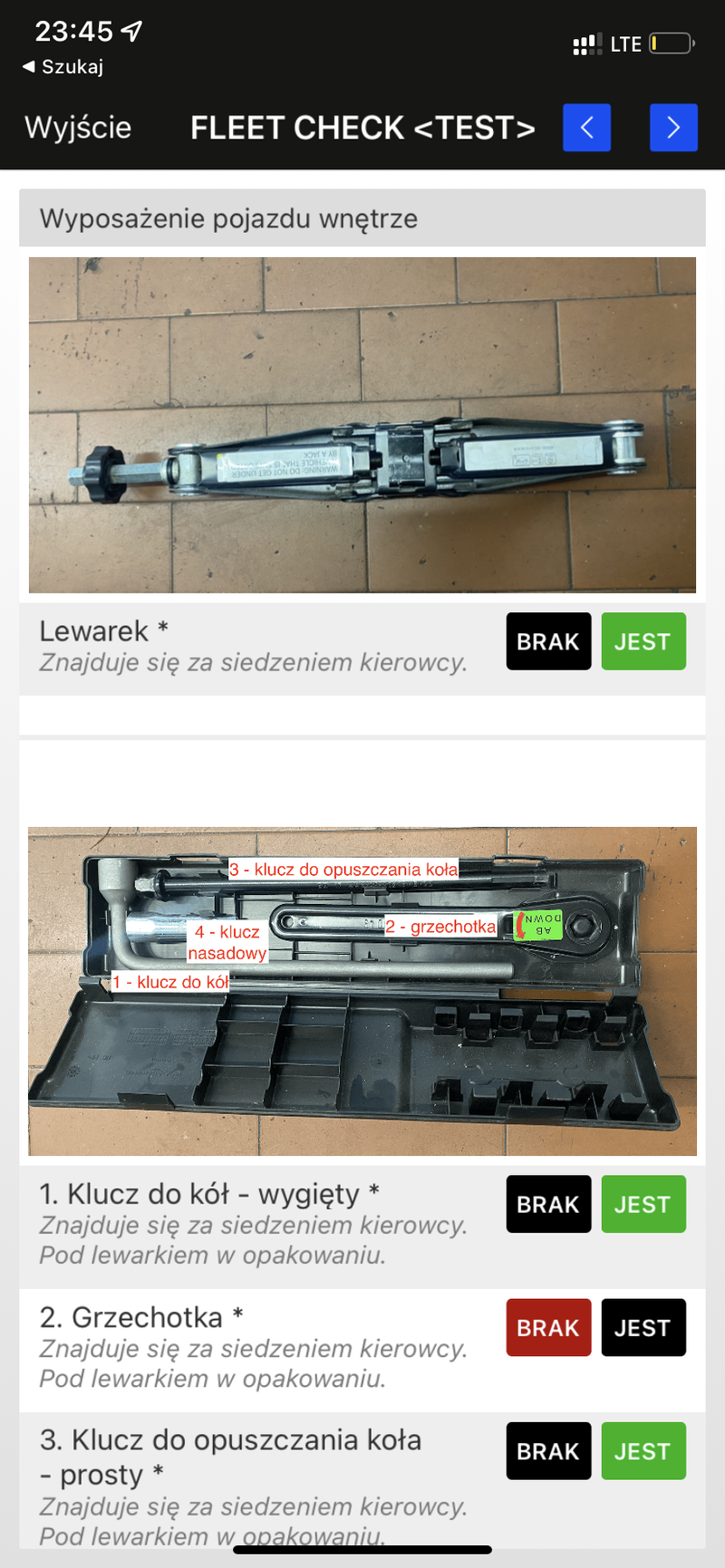 Aplikacja do kontroli stanu floty w terenie