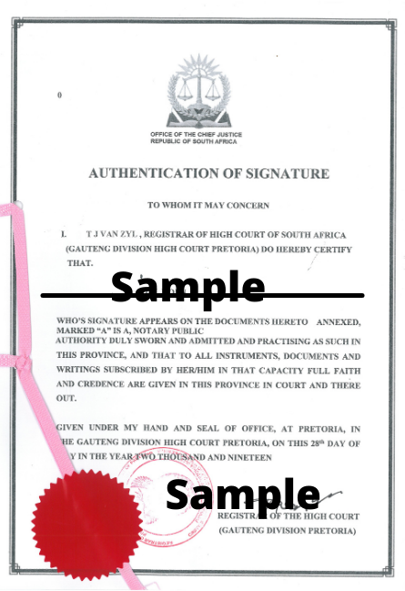 High Court Authentication Certificate.