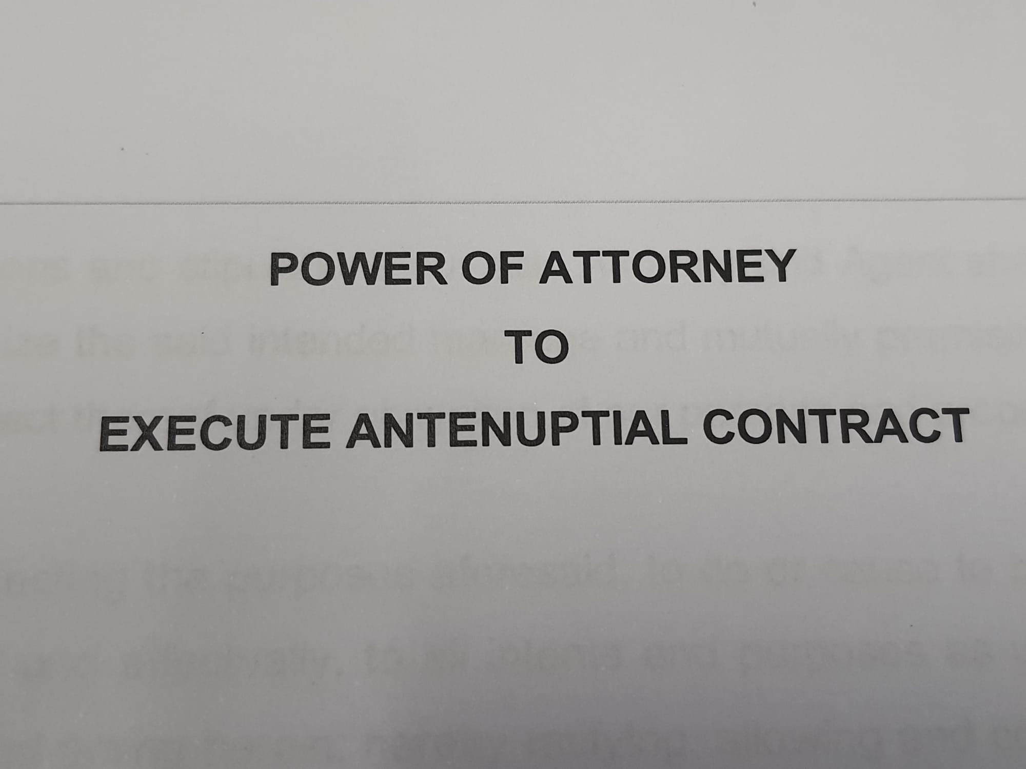 Power of Attorney Antenuptial Contract