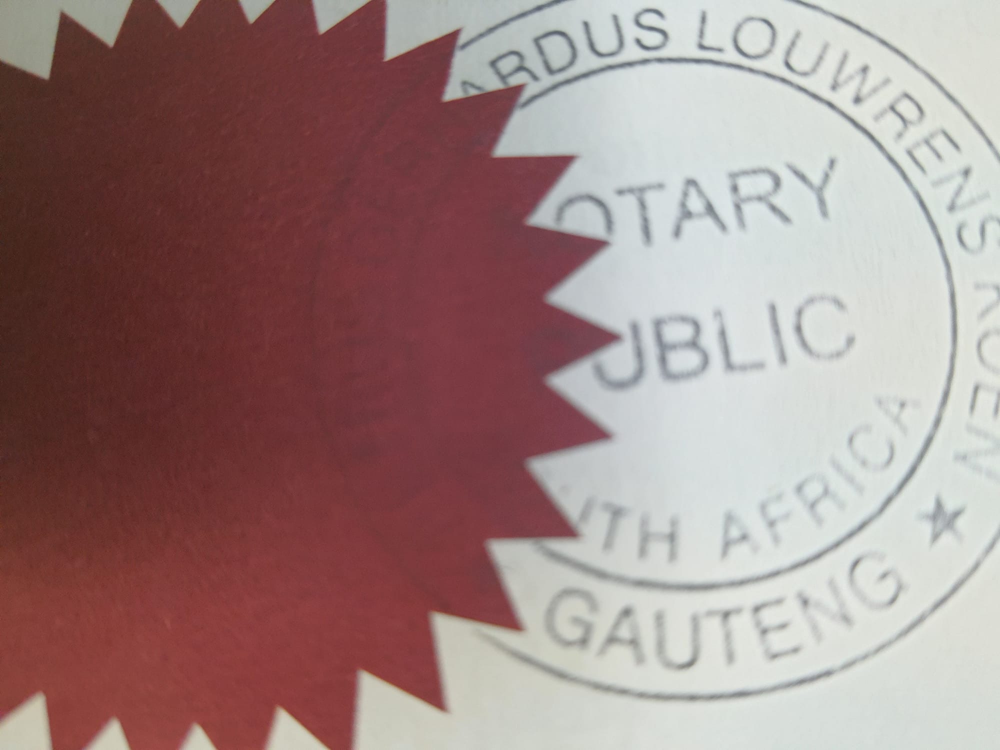 Notary Public Red Seal and Stamp Example